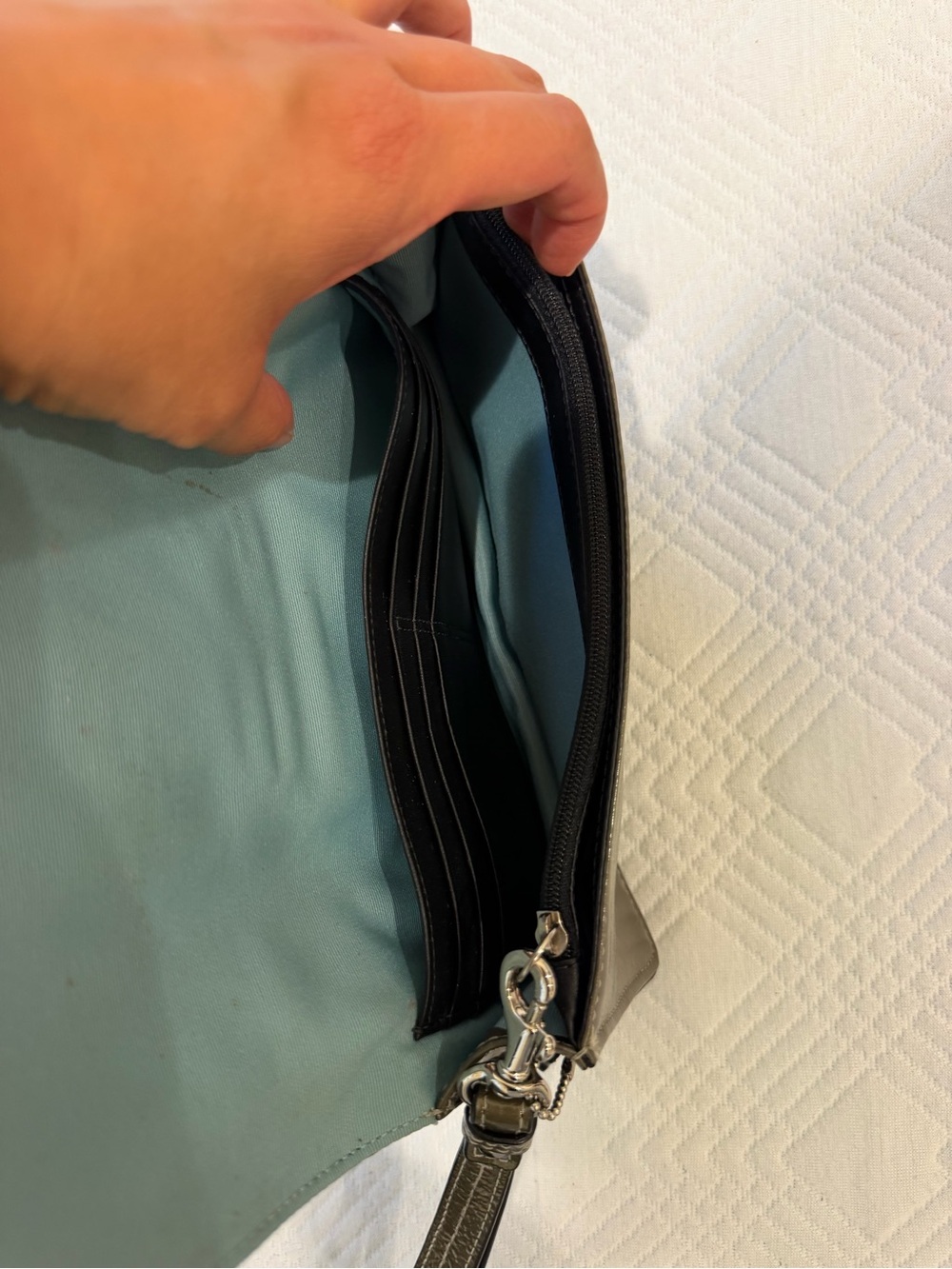 Coach Olive Patent Leather Wristlet with Silver Buckle - Picture 2 of 7